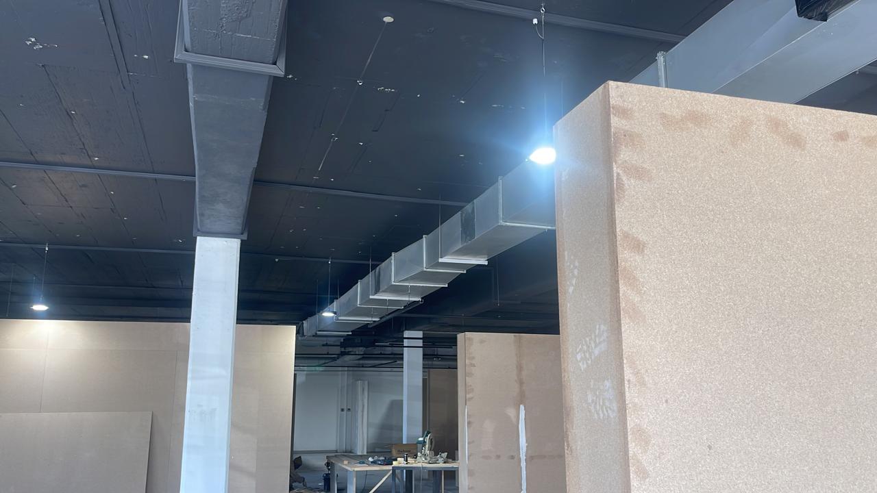 Ducting installation in a fit-out ceiling void.
